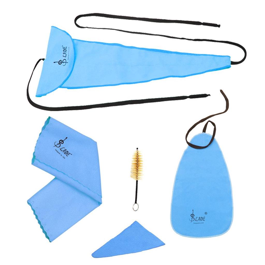 SLADE 5-Piece Saxophone Cleaning Kit: 3D Bore Brush, Bore Brush Cloth, Polishing Cloth, Triangular Cloth, Mouthpiece Brush.