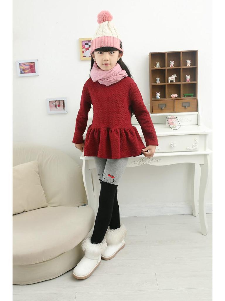 Girls' Thickened Terry Cotton Leggings: Autumn & Winter Pantyhose for Ages 3-7