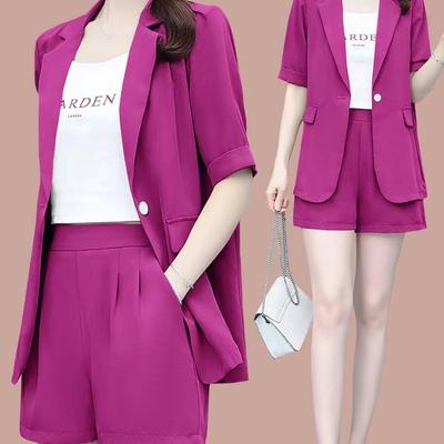 Sommeranzug Plus Size Damenmode Lockere Kurzarmanzugjacke Temperament Professioneller Shortsanzug Zweiteiliger Anzug