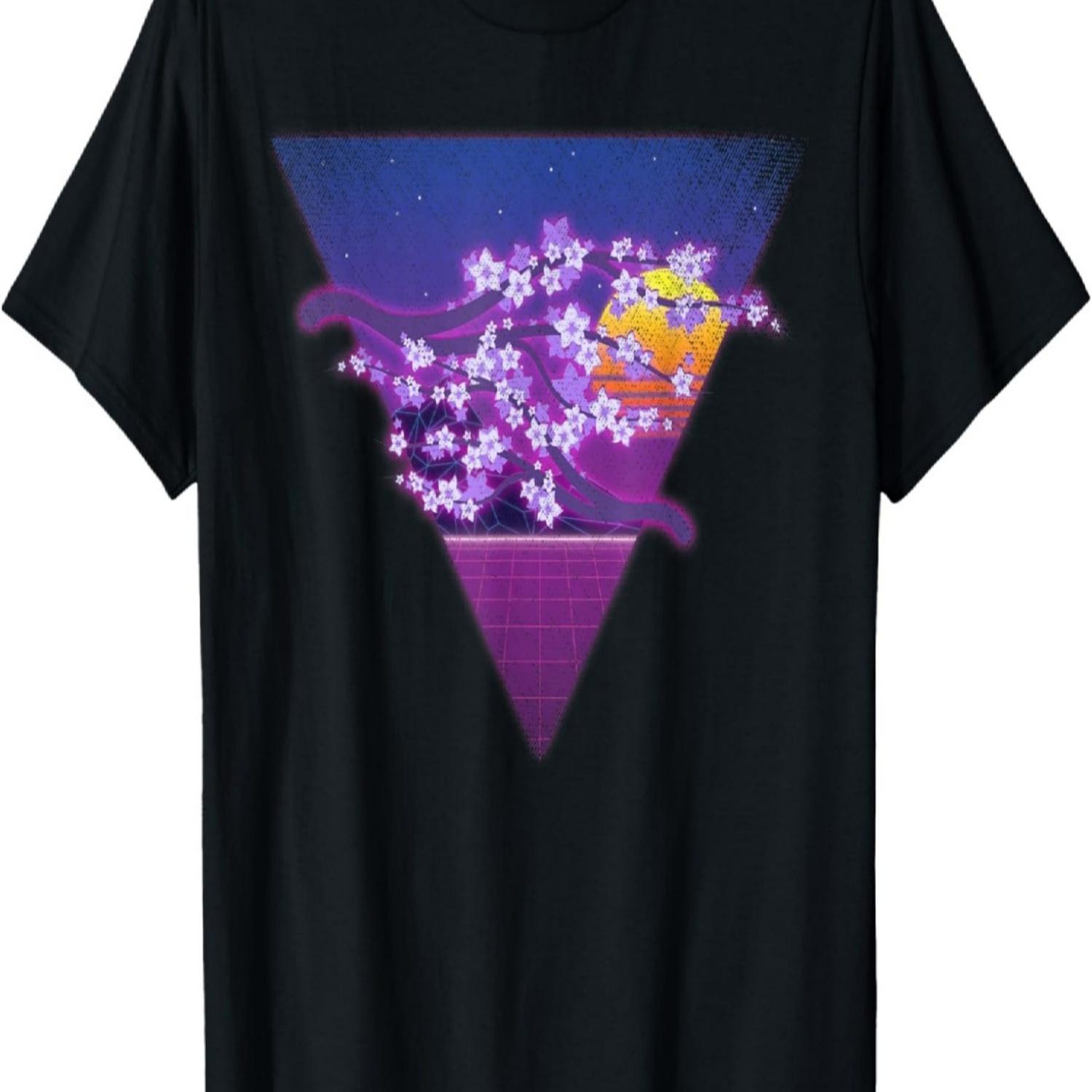 Flower Sunset Sakura Vaporwave Cherry Blossom T-Shirt(1) S