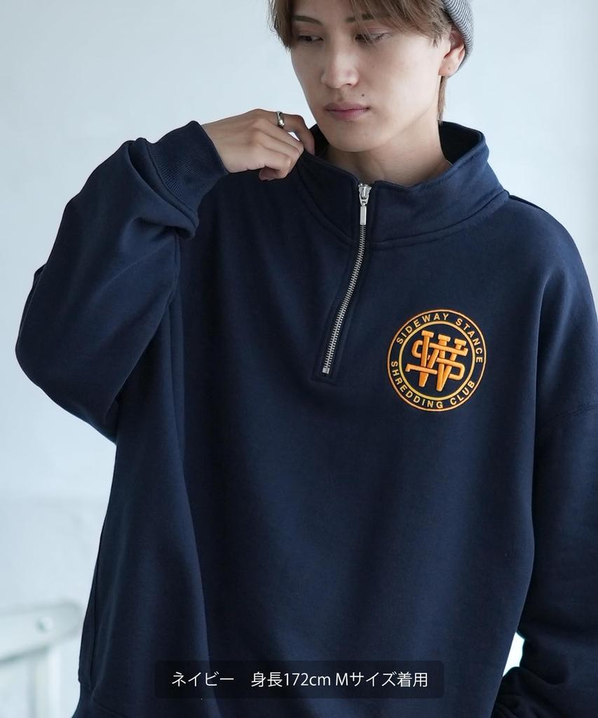 [IMPROVES] [SIDEWAYSTANCE] Thick Embroidered Circle Logo Fleece Half-Zip Sweatshirt