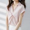 NaVaVa Unisex Vintage Twist V Neck Collar Short sleeVe Blouse Nb2566