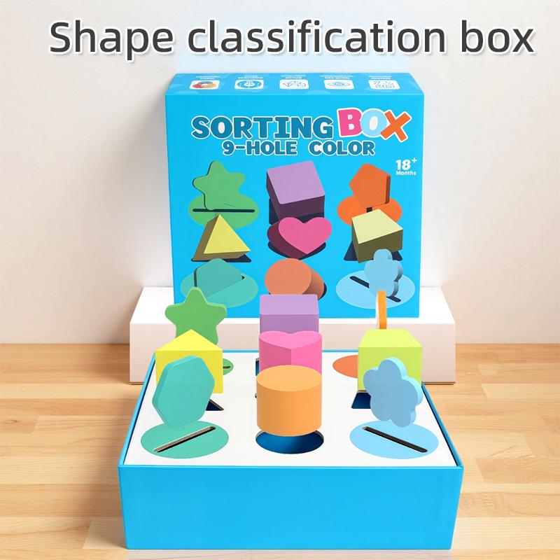 Montessori Baby Geometric Shapes Sorting Box for Ages 4-6 - Educational Color Matching & Cognitive Development Toy