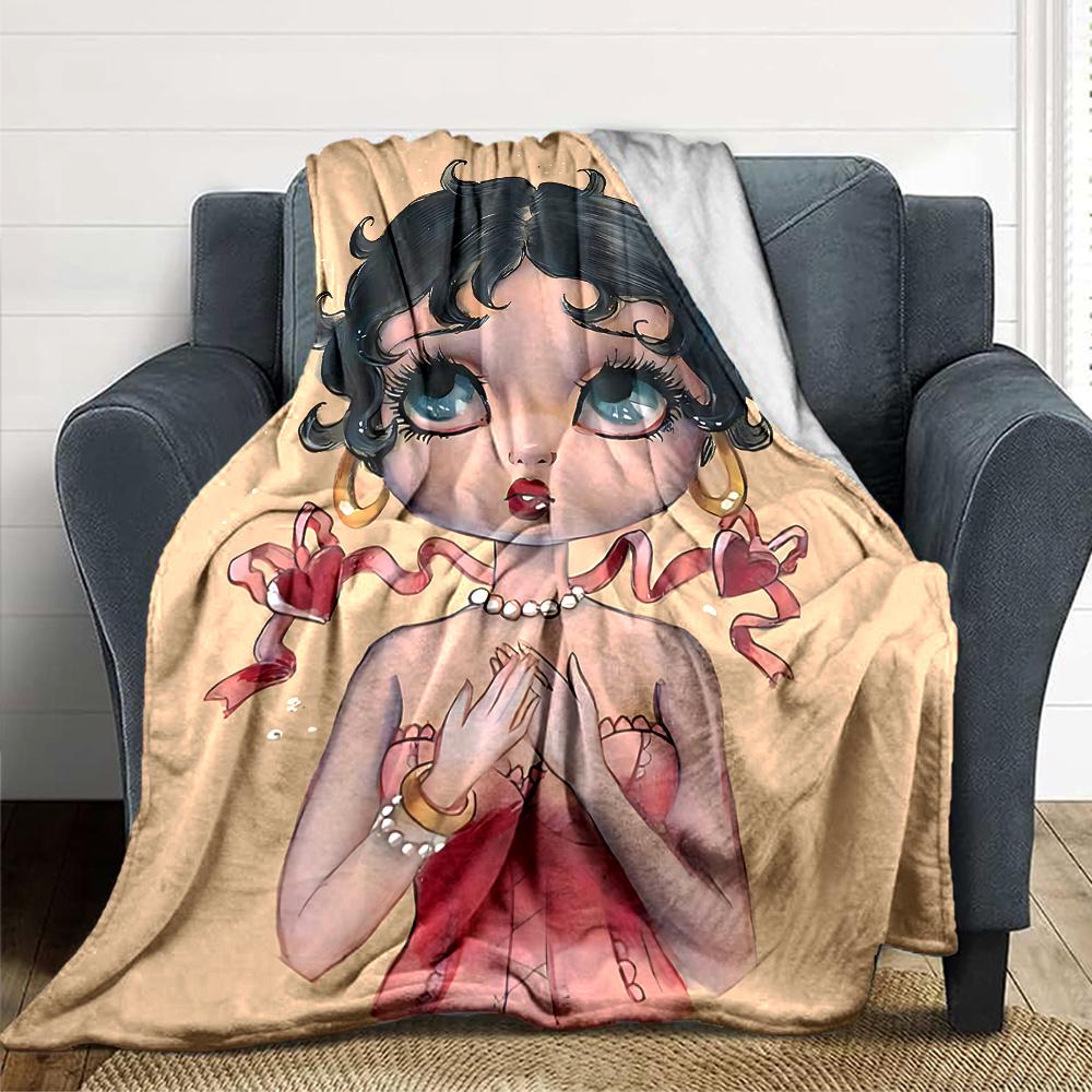 1Pc Betty Boop Dress Blanket For Couch Bed Plush Cozy Fuzzy Blanket Super Soft Warm Blankets For Fall And Winter 09186
