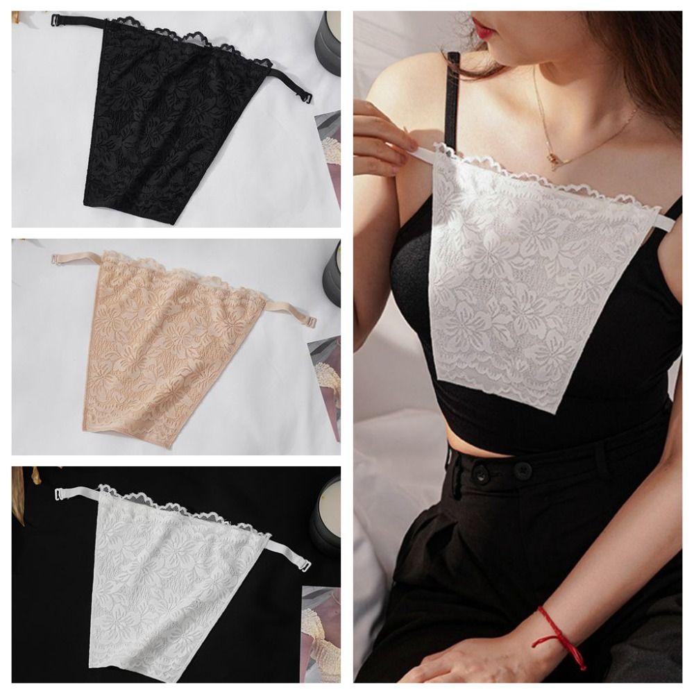 Floral Lace Flower Anti-Glare Tube Top Transparent Clip-On Mock Camisole Lady