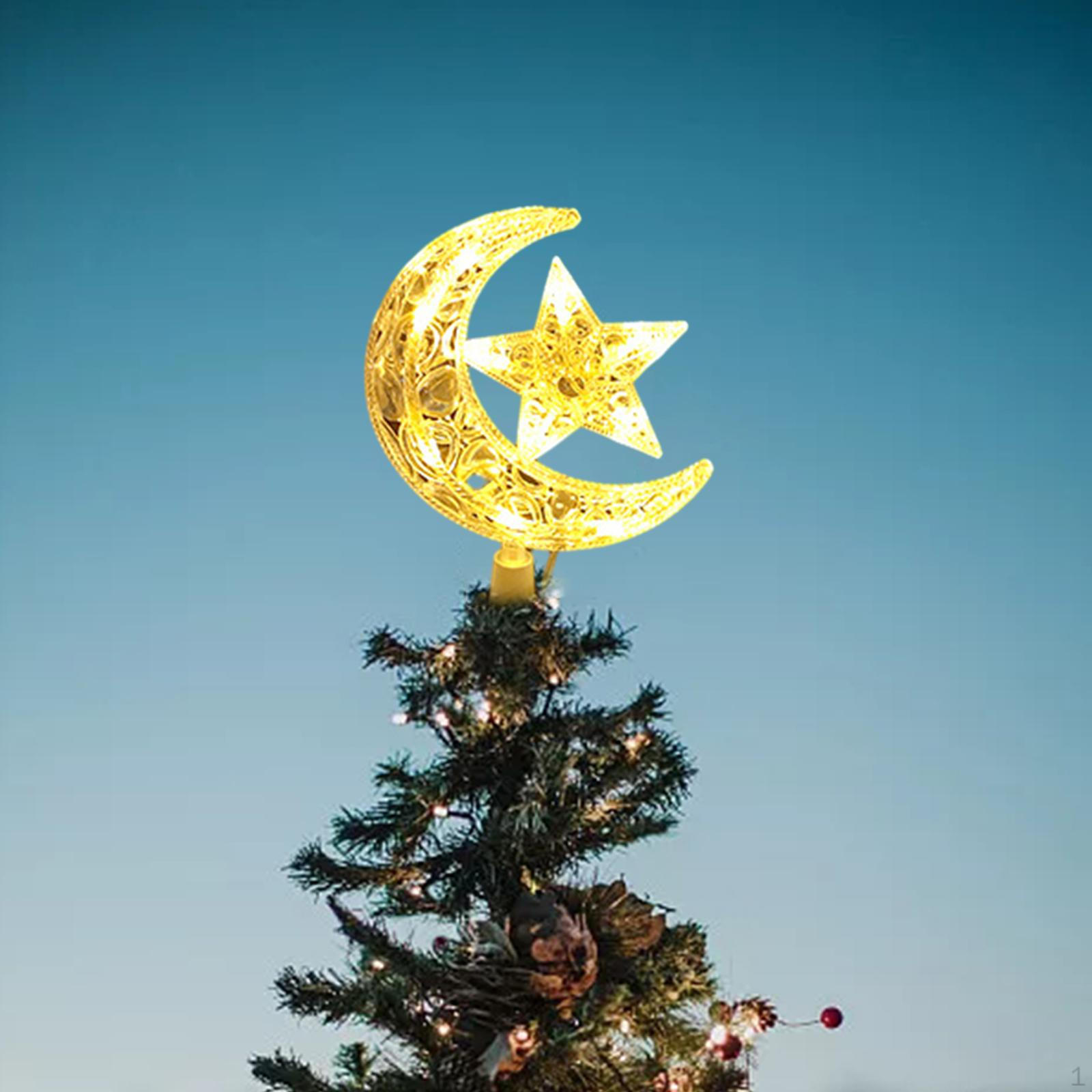 

Украшения для рождественской елки с луной и звездами, высота 8,7 дюйма, аксессуар для рождественского декора Warm Light