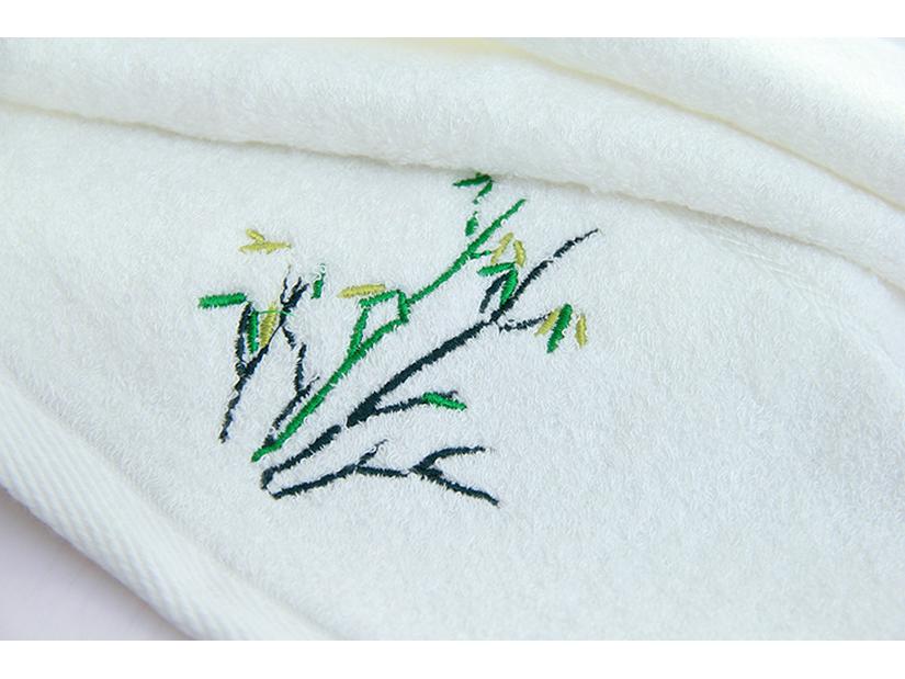 Bamboo Charcoal Embroidered Bath Towel Gift Set - Thick, Solid Color, 32-Count Single Yarn