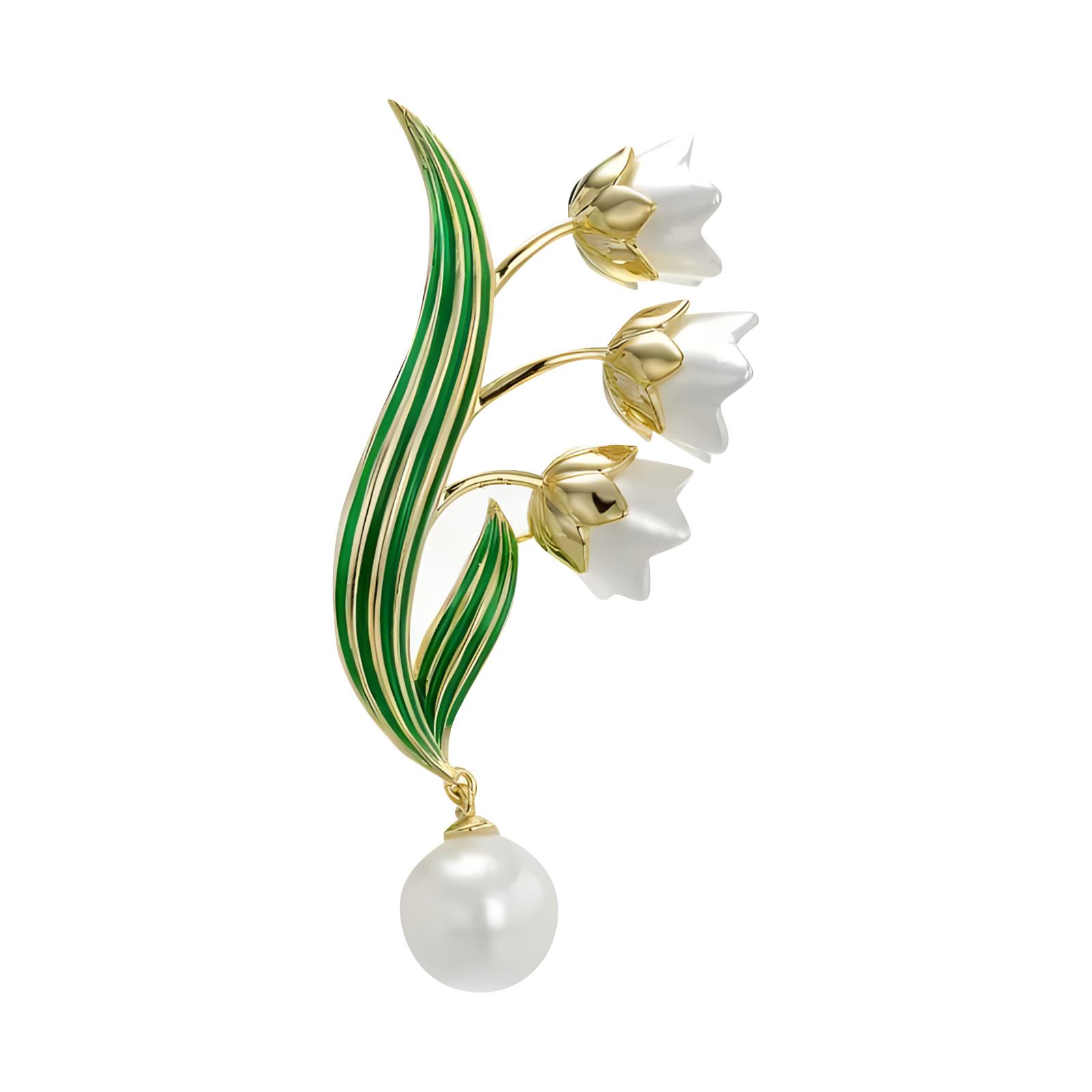 

Минималистичная брошь в виде орхидеи-колокольчика с высококлассным женственным темпераментом, эмаль с жемчугом, дизайнерское чувство нагрудного цветка, брошь с западными сборочными аксессуарами One Size