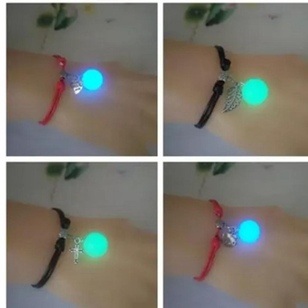2pcs Bracelets Luminous PU Leather Adjustable Unisex Fashionable Rope Pendant Friendship Bracelet