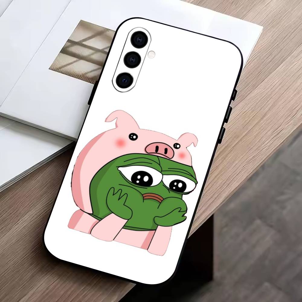 Funny Sad Frog pepe M-meme  Phone Case For Samsung Galaxy A73,A72,A71,A70,A53,A52,A51,Soft Silicone Black Cover