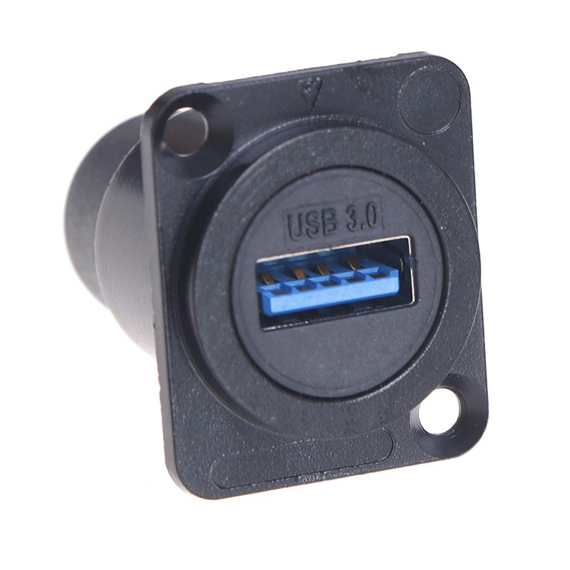 Priză USB metalică tip D Conector dublu trecere Conector USB 3.0 Montare pe panou