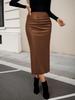 High-end Leather High-waisted Slim Fit Slit Pencil Skirt for Autumn 2025 - New Fashionable Sexy Hip-hugging Design