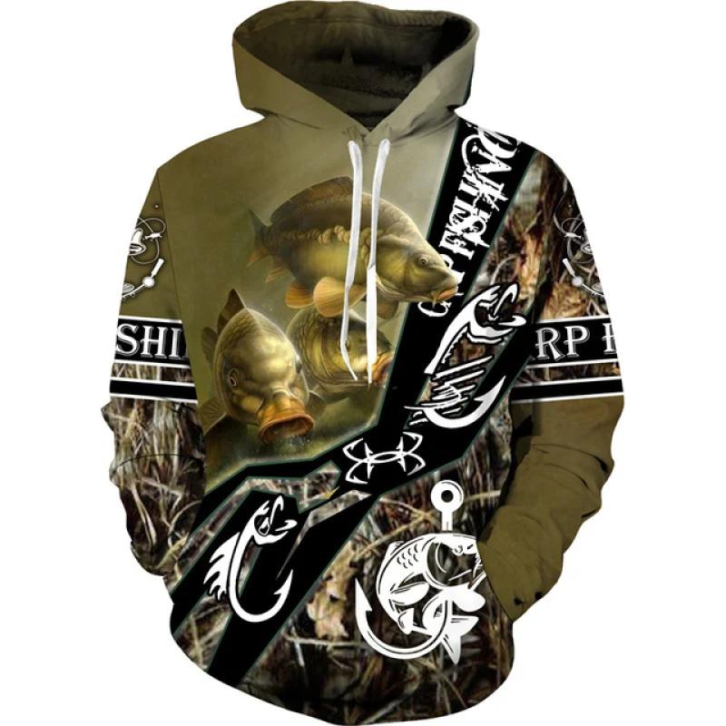 Cool Printed 3d Carp Fishing Unisex Hoodie Harajuku Streetwear Mens Casual Outdoor Fishing Hunting Camping Fashion Clothes