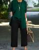 Women's Loose Fit Three-Piece Matching Set Long Sleeve Cardigan Wide Leg Pants Casual Outfit Set