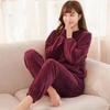 Damen Samt Pyjama Set Lockerer Pullover und Hose mit elastischem Bund Zuhause Freizeit Warmes Fleece Set Damen Herbst Winter