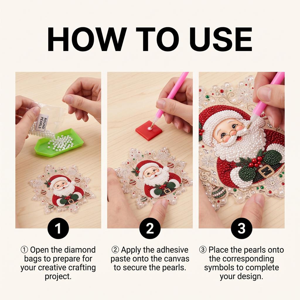Christmas Pearl Diamond Painting Set Christmas Snowman, Holiday Wall Table Handcraft Decor