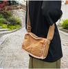 2024 Japanese Ins Canvas Retro Women's Shoulder Bag with Frayed Edges