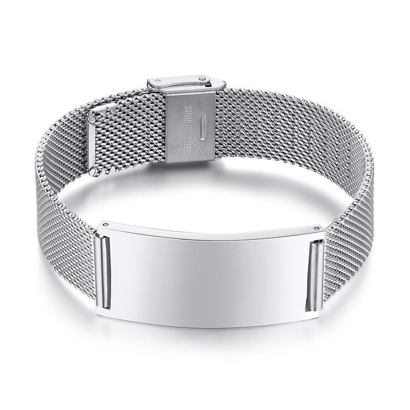 Personalized Couple Bracelet for Men Women,Stainless Steel Adjustable Mesh Watch Bands Bangle,Custom Best Friend Couple Gift