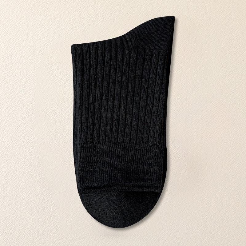 Pure Cotton Men's Antibacterial Double-needle Socks - Mid-length Winter Anti-odor and Sweat-absorbing Long Stockings