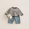 Korean Style Striped T-shirt for Girls - Trendy Spring Layered Color Block Design