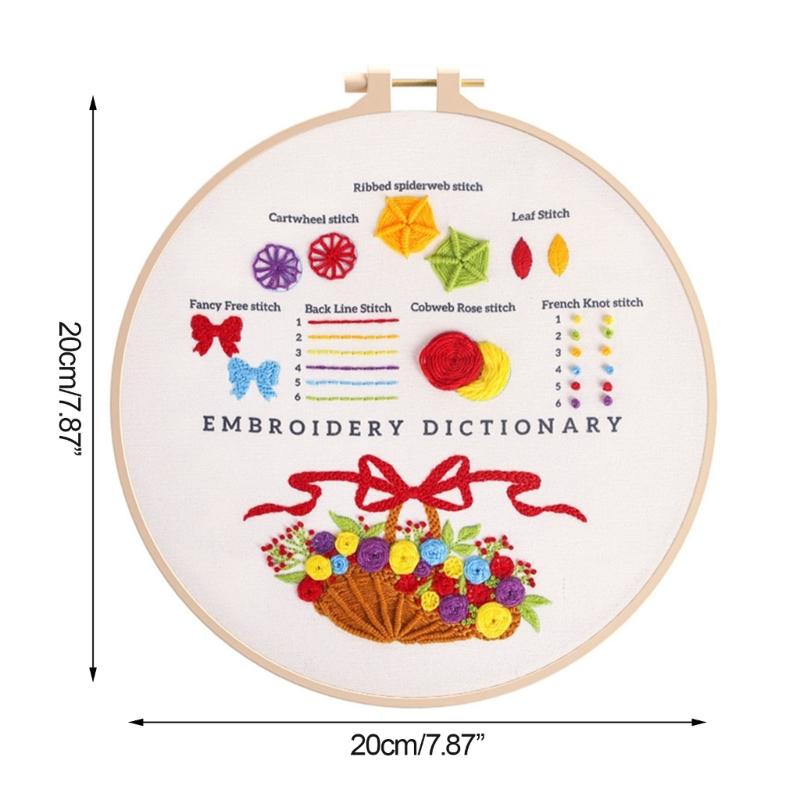 Broderi Startkit-för Nybörjare Vuxna Barn DIY Älskare Broderistygn Övningskit-med Färgtråd Instruktioner