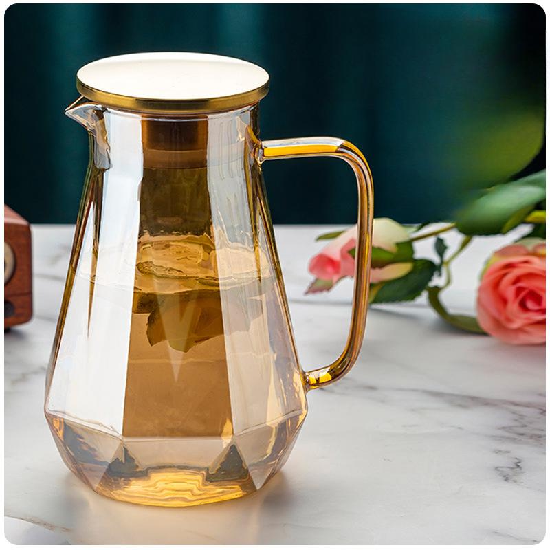 Household Diamond Cool Water Kettle Living Room Large Thorn Pot High Temperature Resistant High Borosilicate Glass Cup Kettle Set Cold Water Kettle