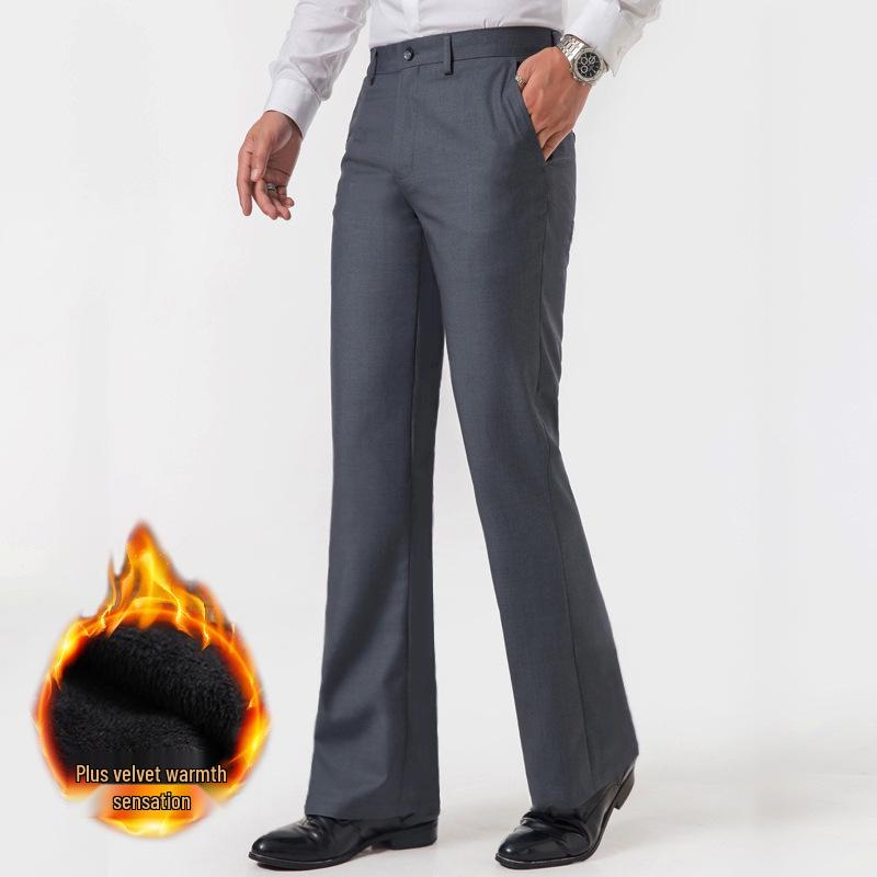 Men's Trendy Wide-Leg Flare Pants - Autumn/Winter Plus Velvet, Loose Casual Style