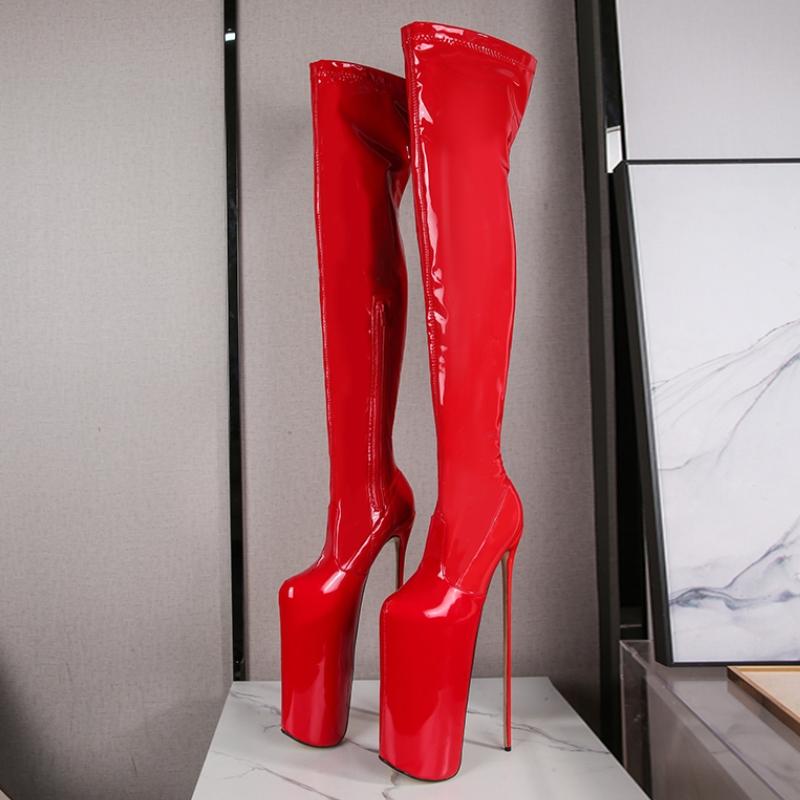 Sexy 19cm Over the Knee High Boots Women High Heel Party Dance Fetish Nightclub Shoes Red Platform Thigh High Boot Big Size 48