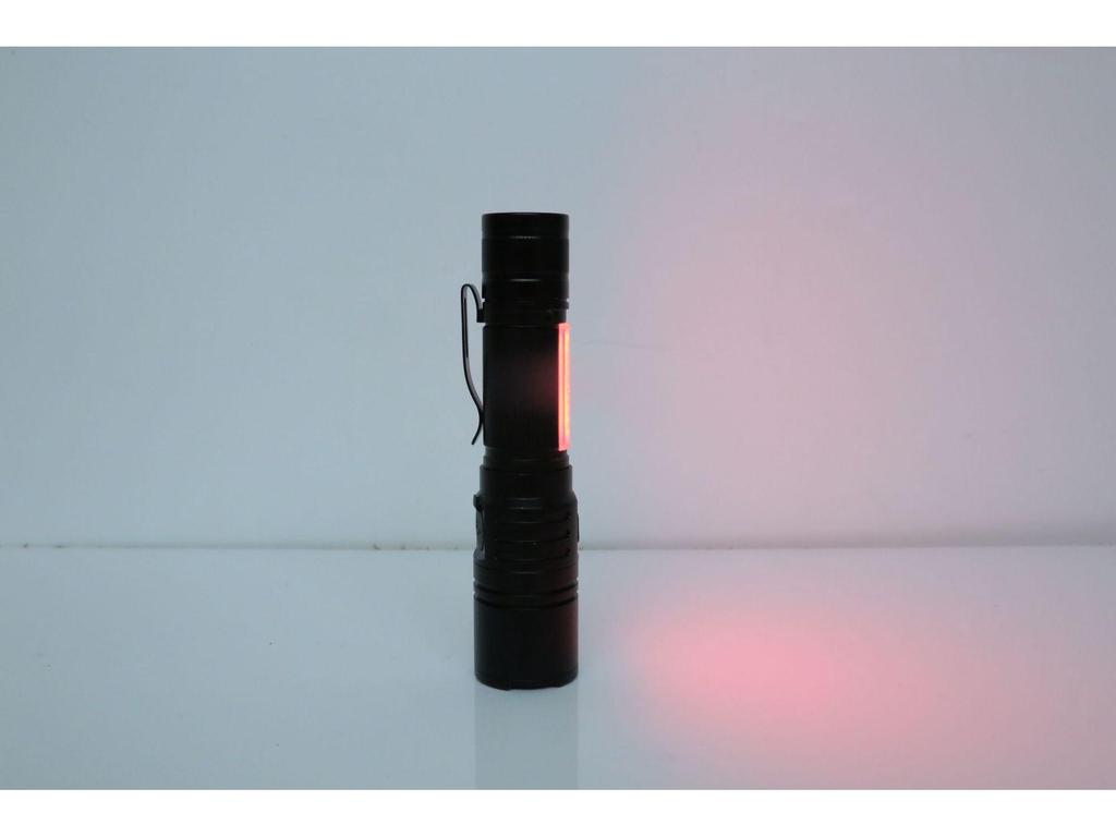 7-Function USB Rechargeable Magnetic Flashlight with Fluorescent Detection: Includes Red, White, Purple, and COB Strong Light with Focus.