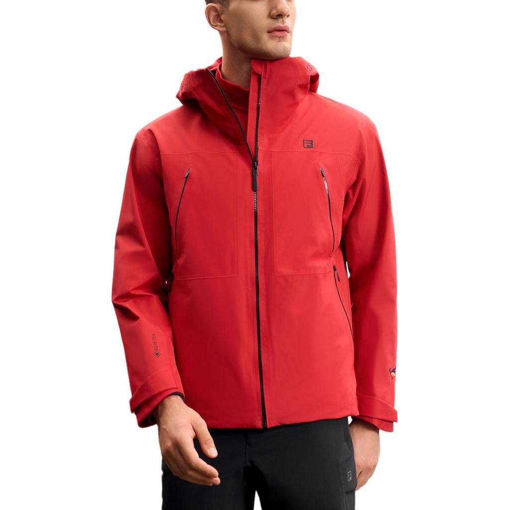 FILA Fleece Hooded Warm Two-Piece Set Waterproof Jacket Men Outerwear Dark-Rose A11M517728FWI