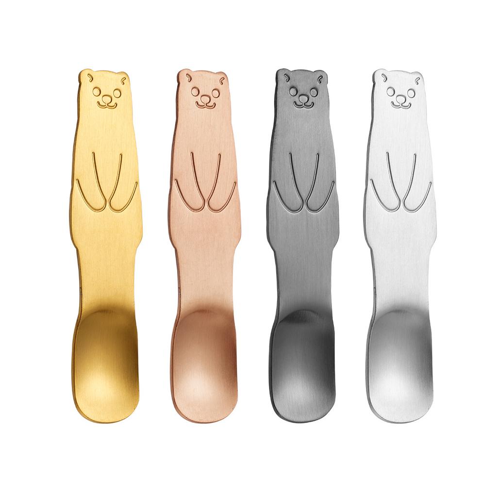 304 Stainless Steel Ice Cream Spoon Creative Cute Bear Dessert Small Spoon Children's Sugar Spoons Tableware mini spoons