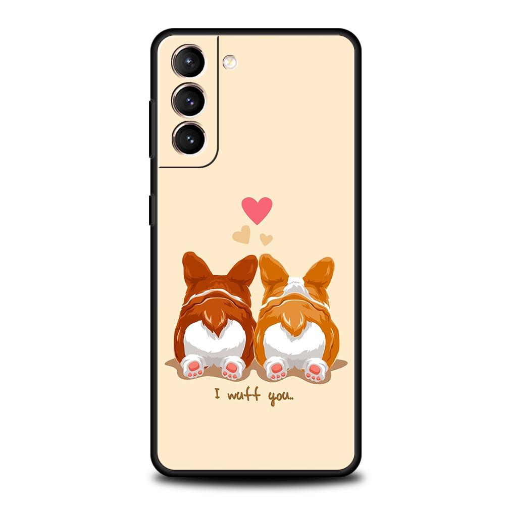 Cute Corgi Dog Phone Case for Samsung Galaxy S26 S25 S24 S23 S22 S20 S21 FE Ultra S25 Edge Plus 5G Soft TPU Cover Fundas Capas