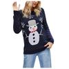 Modischer Schneemann-Weihnachtspullover für Damen, Schneeflocken-Weihnachtspullover mit Rundhalsausschnitt