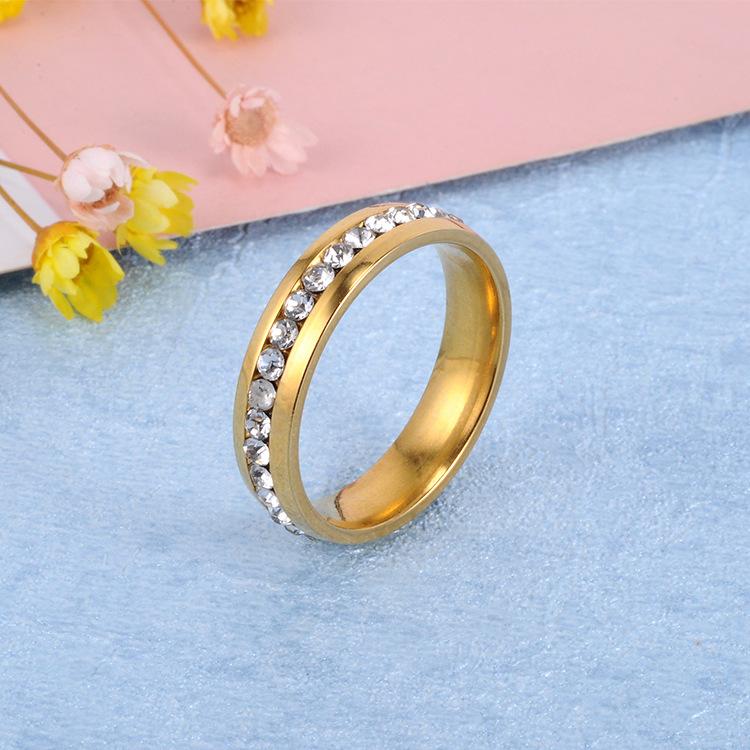Fashion Rhinestone Stainless Steel Wedding Ring For Women J00111