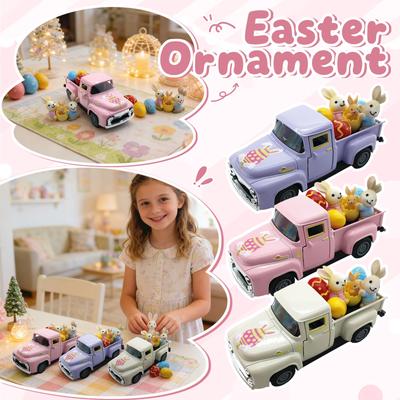 Reconstructed Old Man'S Truck Model Easter Bunny Egg Decoration Item Alloy Car Model