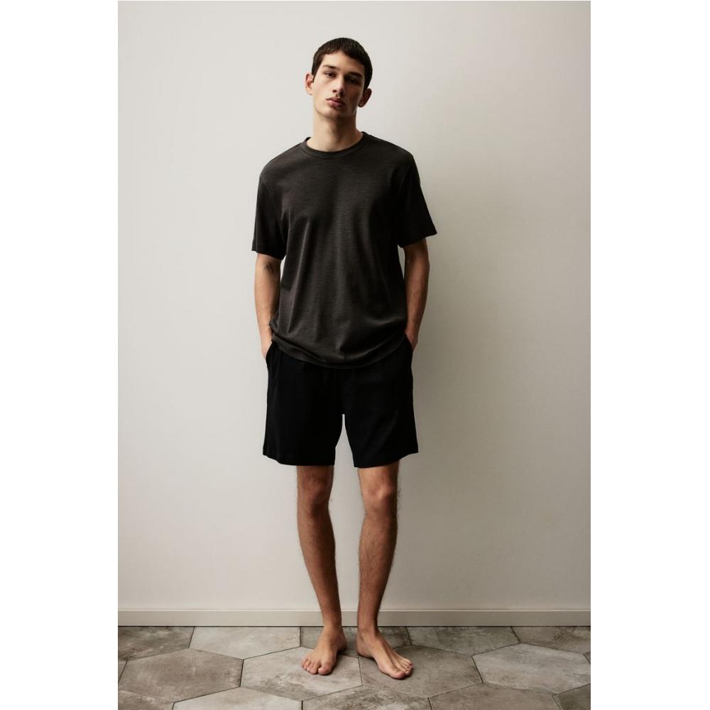 

HM пижамная футболка и шорты темно-серый черный