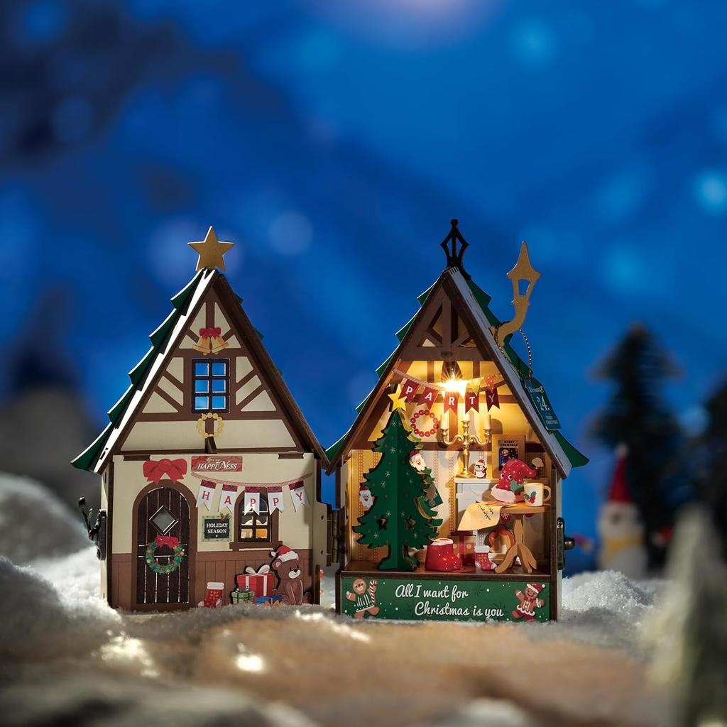 Robotime DIY Miniature House Kit Decoration Christmas Fireplace Mini House Building Craft Kits for Adults Gift For Christmas