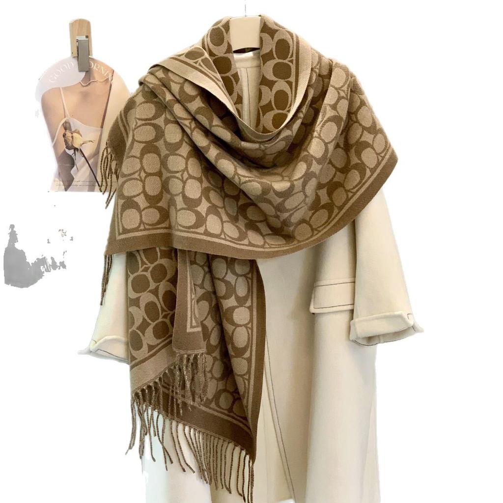 Women's Double-Sided Thickened Imitation Cashmere Scarf: Versatile, Warm Tassel Shawl for Autumn and Winter