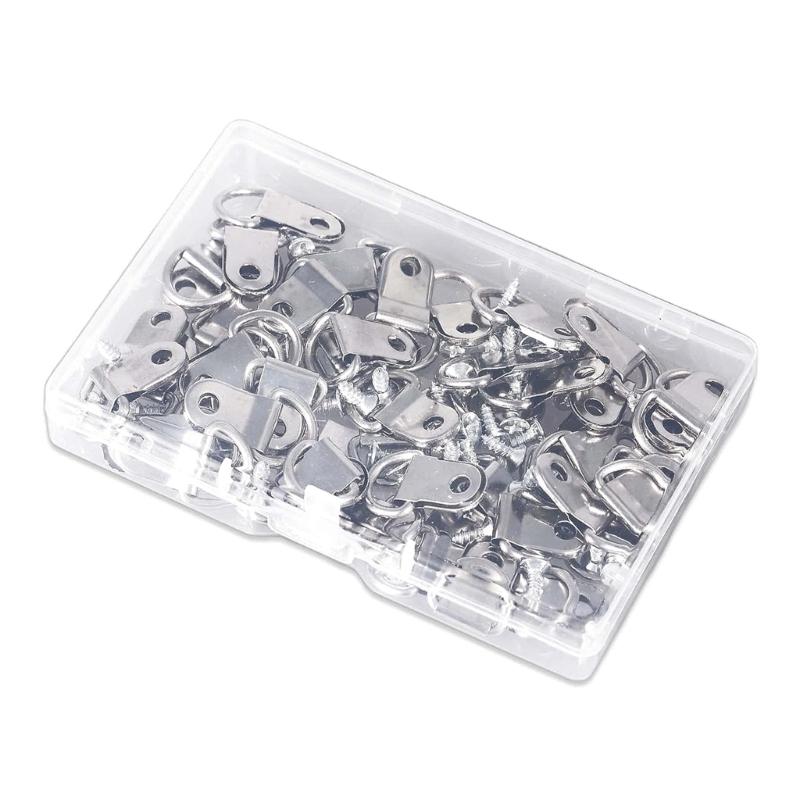100 Pezzi Ganci per Quadri Robusti Set Filo per Telaio Nichelato con Viti Gancio per Telaio Staffe a Muro per Decorazioni Murali