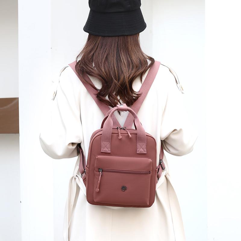 Nylon Backpack Women's Schoolbag Solid Color Small Handbag Travel Lightweight Backpack