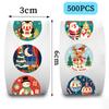 500PCS New Christmas Stickers Roll Small Children Stickers Cute Cartoon Packaging Stickers Photocard Decor Lables for Kid