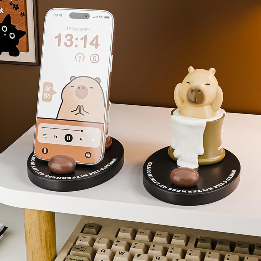 Ornament Capybara Doll Phone Holder Animal Figurines Capybra Model Toy  Phone Accessories