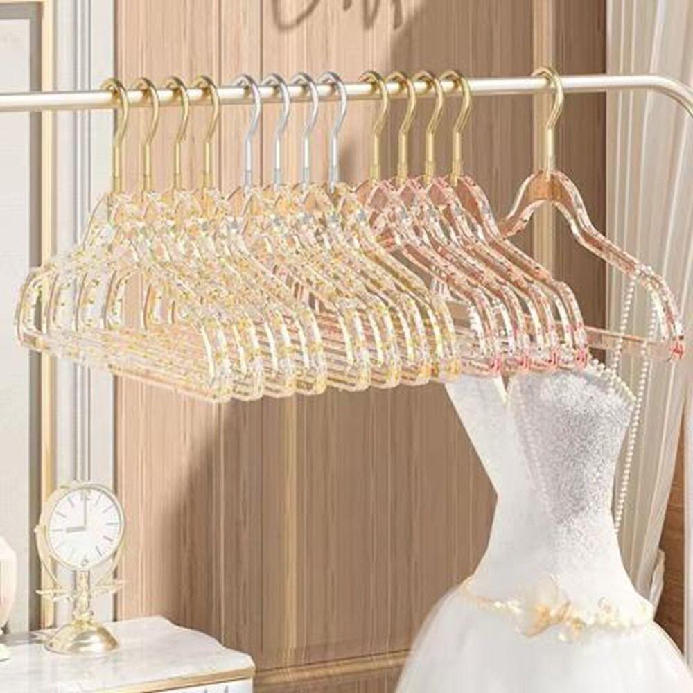 10Pcs Thickened Transparent Glitter Hangers Non-slip Trouser Rack  Clothing Stores