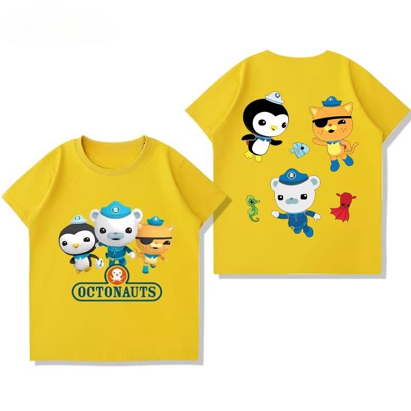 Potdemiel Octonauts Children's Pure Cotton T-Shirt, New Summer Style, Comfortable and Breathable Children's T-Shirt