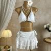 With Skirt Ruffled Frilled Halter Bikini Women Swimwear Female Swimsuit Three-pieces Bikini Set Bather Bathing Suit Swim