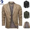 Noul costum retro pentru bărbați de primăvară și toamnă, culoare solidă, de afaceri, larg, cu trei nasturi, buzunare multiple, jachetă coat casual, regular