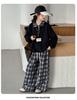 Girls' Autumn Set 2026 New Fashionable Children's Super Beautiful Casual Wear with Collar Hoodie and Checkered Pants Two Pieces
