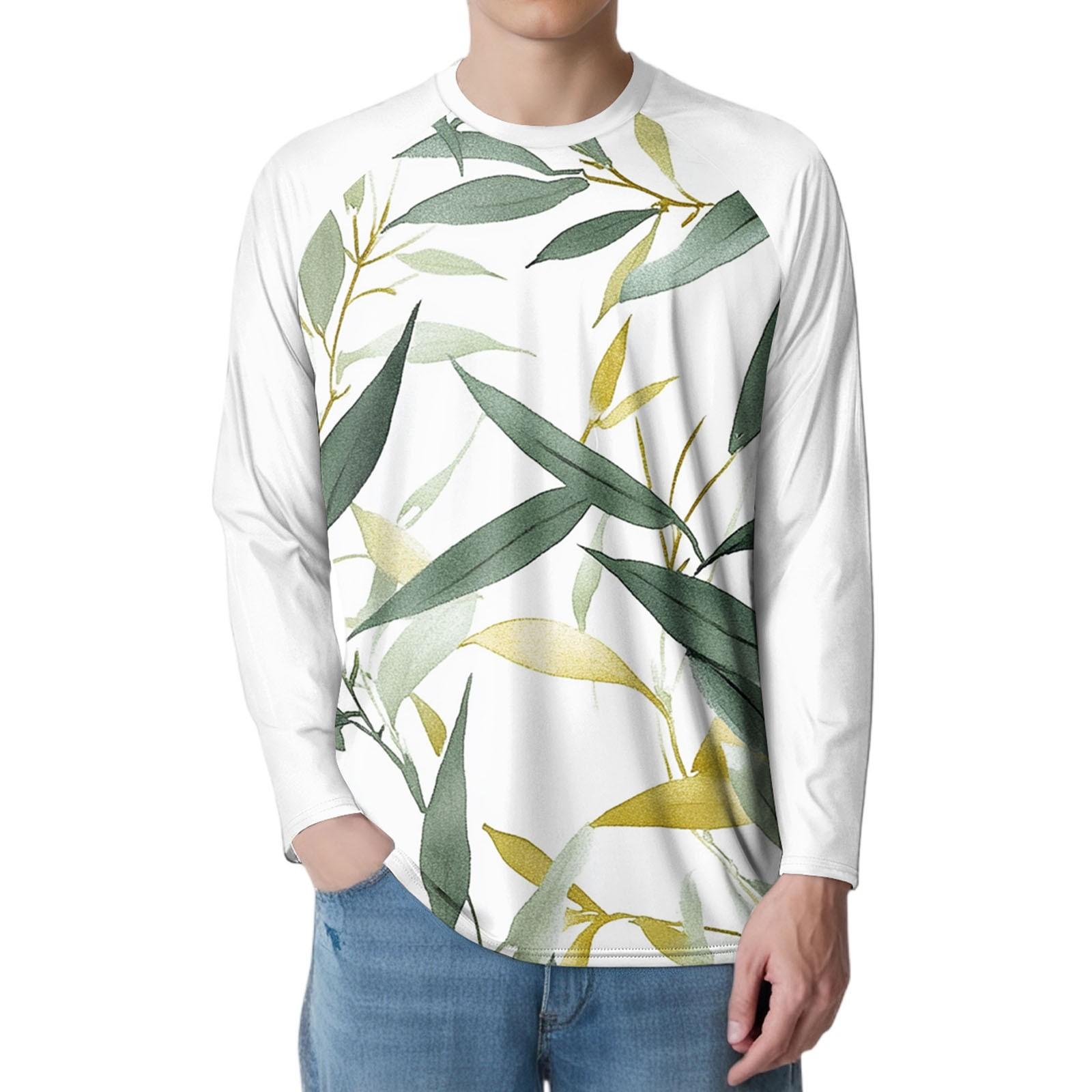 

Мужская мода принтованный реглан длинный рукав спортивный топ L зелёный