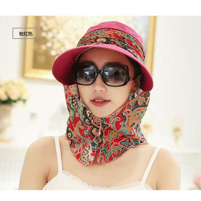 Summer sun hat women's sun hat cycling outdoor folding beach sun hat women's summer big edge face cover summer hat