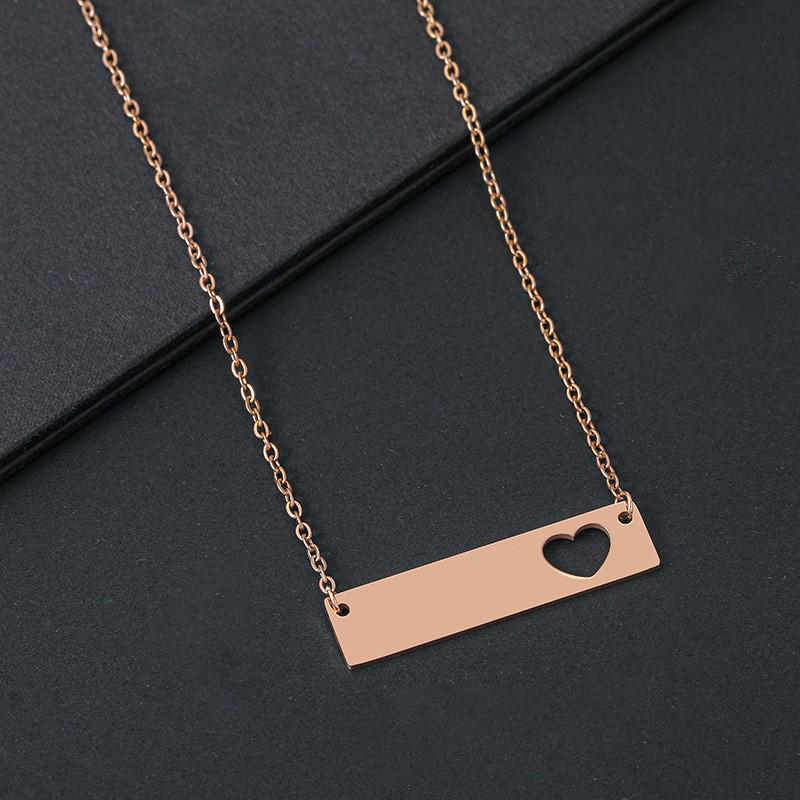 Stainless Steel Hollow Long Bar Engravable Necklace - Festival Gift